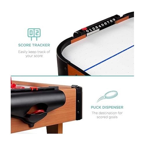  Best Choice Products 40in Portable Tabletop Air Hockey Arcade Table for Game Room, Living Room w/ 100V Motor, Powerful Electric Fan, 2 Strikers, 2 Pucks