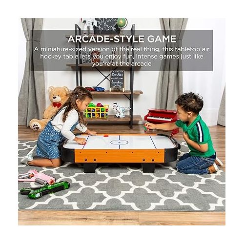  Best Choice Products 40in Portable Tabletop Air Hockey Arcade Table for Game Room, Living Room w/ 100V Motor, Powerful Electric Fan, 2 Strikers, 2 Pucks