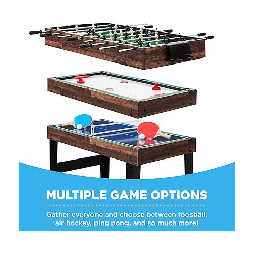  Best Choice Products 2x4ft 10-in-1 Combo Game Table Set for Home, Game Room, Friends & Family w/Hockey, Foosball, Pool, Shuffleboard, Ping Pong, Chess, Checkers, Bowling, and Backgammon