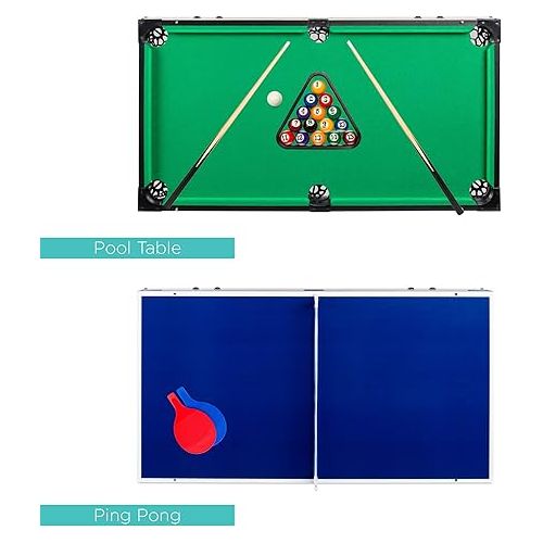  Best Choice Products 4-in-1 Multi Game Table, Childrens Combination Arcade Set for Home, Play Room, Rec Room w/Pool Billiards, Air Hockey, Foosball and Table Tennis