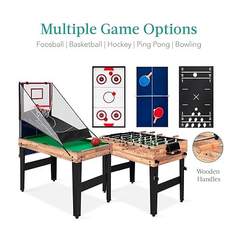  Best Choice Products 13-in-1 Combo Game Table Set for Home, Game Room, Friends & Family w/Ping Pong, Foosball, Basketball, Air Hockey, Archery, Chess, Checkers, Shuffleboard, Bowling