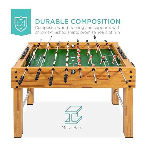  Best Choice Products 48in Competition Sized Foosball Table for Home, Game Room w/ 2 Balls, 2 Cup Holders