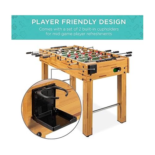  Best Choice Products 48in Competition Sized Foosball Table for Home, Game Room w/ 2 Balls, 2 Cup Holders