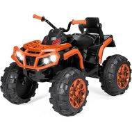 Best Choice Products 12V Kids Ride-On Electric ATV, 4-Wheeler Quad Car Toy w/Bluetooth Audio, 3.7mph Max Speed, Treaded Tires, LED Headlights, Radio - Orange