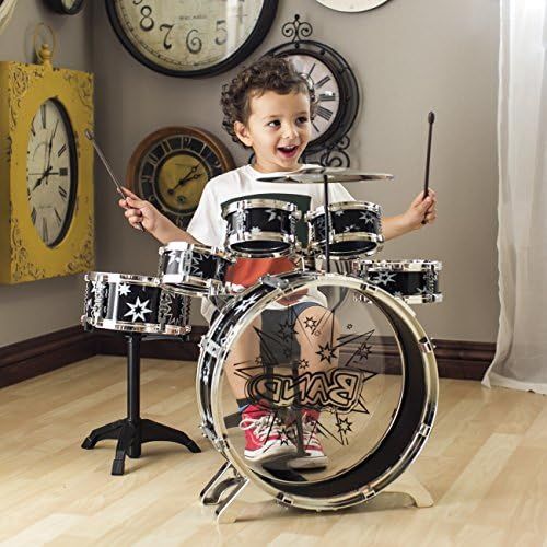  [아마존베스트]Best Choice Products 11-Piece Kids Starter Drum Set for Beginner Learning, Motor Development, Creativity, Musical Skill w/ Bass Drum, Tom Drums, Snare, Cymbal, Stool, Drumsticks -
