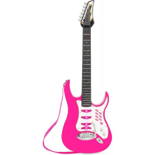  [아마존베스트]Best Choice Products Kids Electric Musical Guitar Toy Play Set w/ 6 Demo Songs, Whammy Bar, Microphone, Amp, AUX - Pink