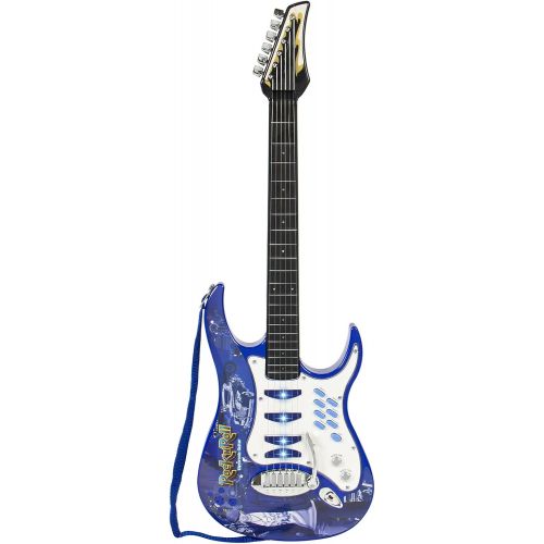  [아마존베스트]Best Choice Products Kids Electric Musical Guitar Toy Play Set w/ 6 Demo Songs, Whammy Bar, Microphone, Amp, AUX - Blue