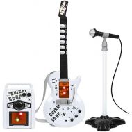 [아마존베스트]Best Choice Products Kids Electric Guitar Play Set with Whammy Bar, Microphone, Amp, AUX, White