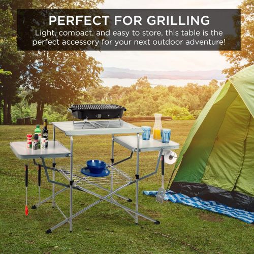  Best Choice Products Portable Outdoor Folding Camping Grilling Table w/Carrying Case