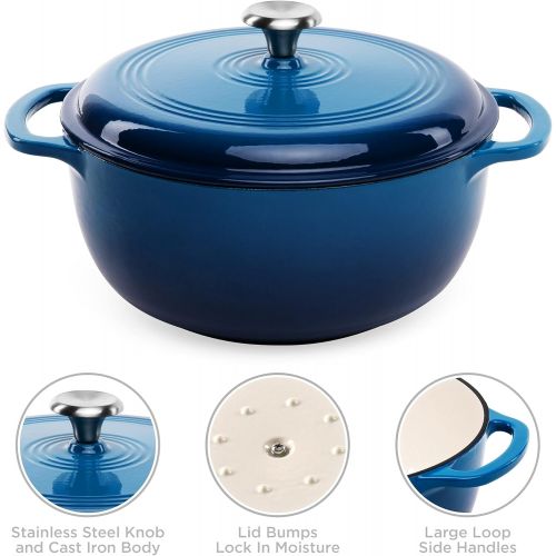  Best Choice Products 6qt Ceramic Non-Stick Heavy-Duty Cast Iron Dutch Oven w/Enamel Coating, Side Handles for Baking, Roasting, Braising, Gas, Electric, Induction, Oven Compatible,