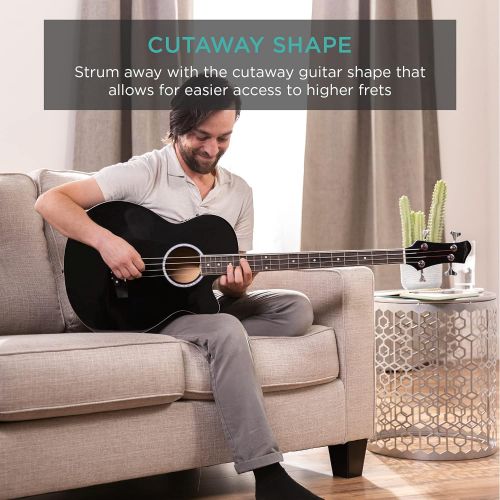  [아마존베스트]Best Choice Products Acoustic Electric Bass Guitar - Full Size, 4 String, Fretted Bass Guitar - Black