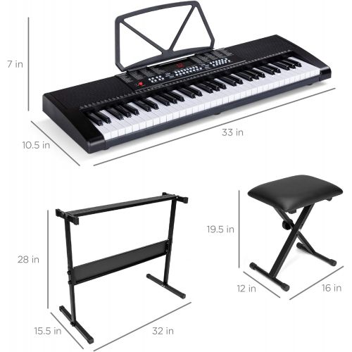  [아마존베스트]Best Choice Products 61-Key Beginners Electronic Keyboard Piano Set w/LED Screen, Recorder, 3 Teaching Modes, H-Stand, Stool, Headphones, Microphone