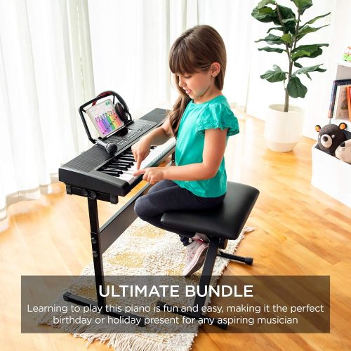  [아마존베스트]Best Choice Products 61-Key Beginners Electronic Keyboard Piano Set w/LED Screen, Recorder, 3 Teaching Modes, H-Stand, Stool, Headphones, Microphone