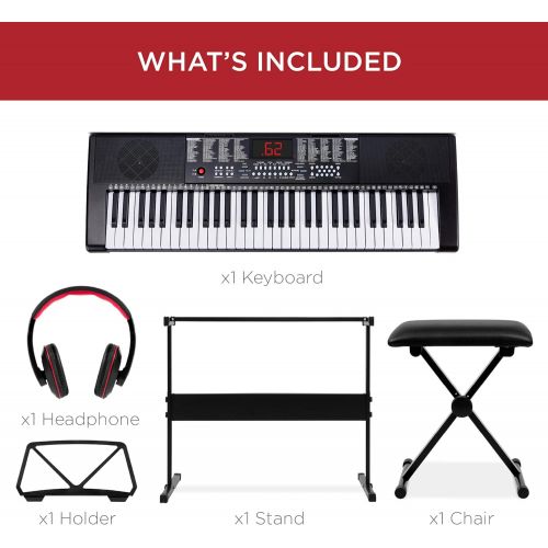  [아마존베스트]Best Choice Products 61-Key Beginners Electronic Keyboard Piano Set w/LED Screen, Recorder, 3 Teaching Modes, H-Stand, Stool, Headphones, Microphone