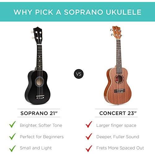  [아마존베스트]Best Choice Products 21in Acoustic Soprano Basswood Ukulele Starter Kit w/Nylon Carrying Gig Bag, Strap, Colorful Picks, Polishing Cloth, Clip-On Digital Tuner, Extra String - Blac