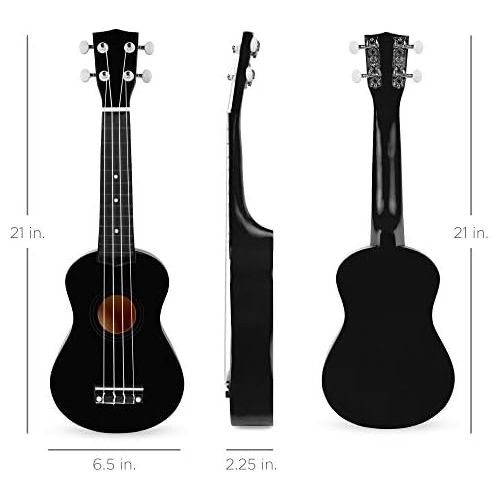  [아마존베스트]Best Choice Products 21in Acoustic Soprano Basswood Ukulele Starter Kit w/Nylon Carrying Gig Bag, Strap, Colorful Picks, Polishing Cloth, Clip-On Digital Tuner, Extra String - Blac