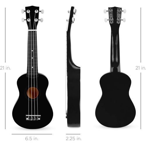  [아마존베스트]Best Choice Products 21in Acoustic Soprano Basswood Ukulele Starter Kit w/Nylon Carrying Gig Bag, Strap, Colorful Picks, Polishing Cloth, Clip-On Digital Tuner, Extra String - Blac