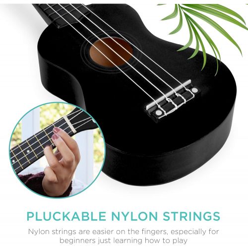  [아마존베스트]Best Choice Products 21in Acoustic Soprano Basswood Ukulele Starter Kit w/Nylon Carrying Gig Bag, Strap, Colorful Picks, Polishing Cloth, Clip-On Digital Tuner, Extra String - Blac