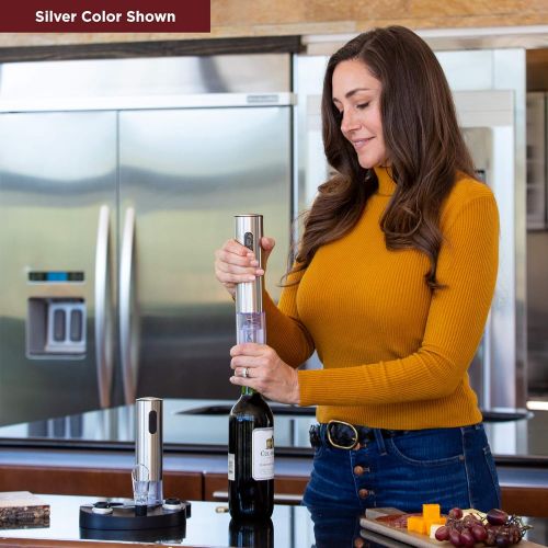  [아마존베스트]Best Choice Products 7-Piece Aluminum Alloy Electric Cordless Wine Bottle Opener & Vacuum Preserver Gift Set w/Aerator, Foil Cutter, 2 Stoppers, LED Charging Base - Rose Gold