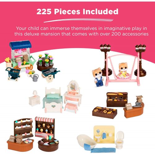  Best Choice Products Deluxe Cottage Dollhouse Town Mansion Playset Gift Set Pretend Play Toy with 225 Accessories and Tiny Critters for Kids