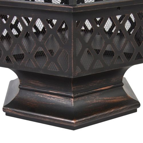  BEST CHOICE PRODUCTS BCP Hex Shaped Fire Pit Outdoor Home Garden Backyard Firepit Bowl Fireplace