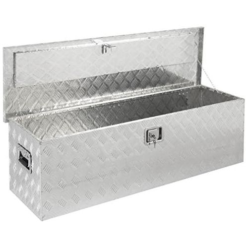  BEST CHOICE PRODUCTS Best Choice Products 49in Aluminum Camper Tool Box Storage Accessory wLock for Pickup Truck Bed, Trailer - Silver