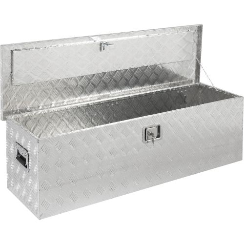  BEST CHOICE PRODUCTS Best Choice Products 49in Aluminum Camper Tool Box Storage Accessory wLock for Pickup Truck Bed, Trailer - Silver