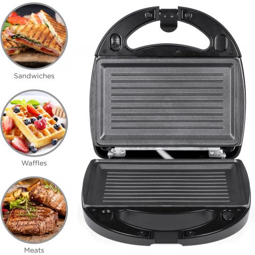  BEST CHOICE PRODUCTS Best Choice Products 3-in-1 750W Dishwasher Safe Non-Stick Stainless Steel Electric Sandwich Waffle Panini Maker Press w 3 Interchangeable Grill Plates, Auto Shut Down, LED Indica