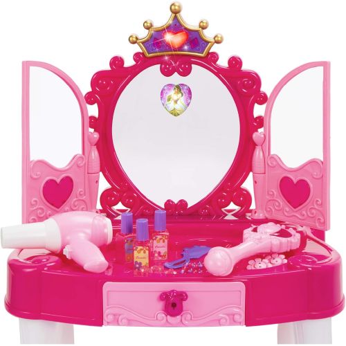  BEST CHOICE PRODUCTS Best Choice Products Kids Princess Vanity Toy Set w Stool, 16 Pretend Accessories, Mirror, Keyboard, Lights - Pink