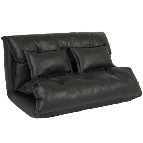  BEST CHOICE PRODUCTS Best Choice Products Faux Leather Folding Chaise Lounge Sofa Video Gaming Chair Floor Couch - Black