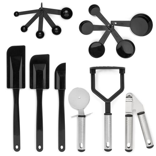  Best Choice Products 39-Piece Home Kitchen All-Purpose Stainless Steel and Nylon Cooking Baking Tool Gadget Utensil Set for Scratch-Free Dishes - Black/Silver