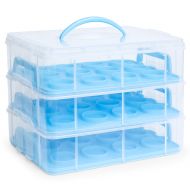 Best Choice Products 3-Tier BPA-Free Cake Cupcake Baked Goods Holder Storage Carrier Container for 36 Cupcakes w/Detachable Tiers, Locks, Handle - Blue