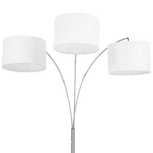  Best Choice Products Home Decor 3-Light Arc Floor Lamp w/Infinite Dimming - Brushed Nickel, Woven White Shades