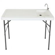 Best Choice Products Portable Cutting Cleaning Table for Fish, Game Hunting w/ Sink, Faucet - Gray