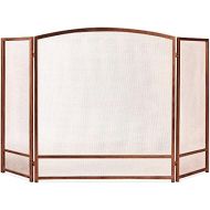 Best Choice Products 47x29in 3-Panel Simple Steel Mesh Fireplace Screen, Fire Spark Guard Grate for Living Room Home Decor w/Rustic Worn Finish - Copper