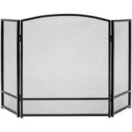 Best Choice Products 47x29in 3 Panel Simple Steel Mesh Fireplace Screen, Fire Spark Guard Grate for Living Room Home Decor w/Rustic Worn Finish Black