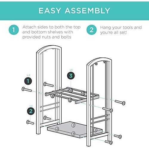  Best Choice Products 5 Piece Indoor Outdoor Wrought Iron Firewood Log Storage Rack Holder Tools Set for Fireplace, Fire Pit, Stove w/Hook, Broom, Shovel, Tongs Black