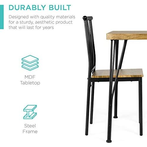  Best Choice Products 5 Piece Metal and Wood Indoor Modern Rectangular Dining Table Furniture Set for Kitchen, Dining Room, Dinette, Breakfast Nook w/ 4 Chairs Brown