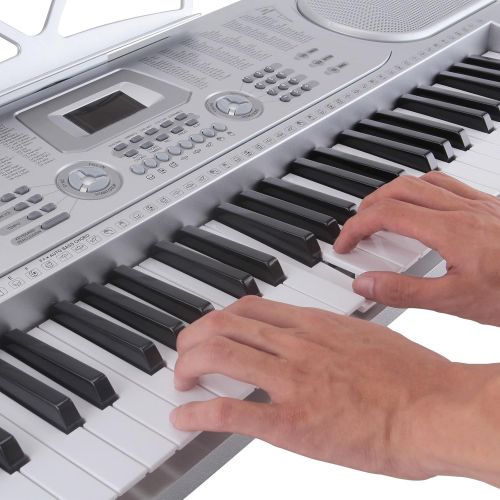  Best Direct Deals 61 Key Music Electronic Keyboard Digital Piano Organ with Microphone Silver