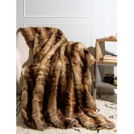 Best Home Fashion Faux Fur Throw - Full Blanket - Chinchilla - 58W x 84L - (1 Throw)