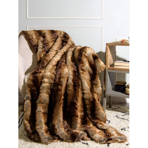  Best Home Fashion Faux Fur Throw - Full Blanket - Chinchilla - 58W x 84L - (1 Throw)