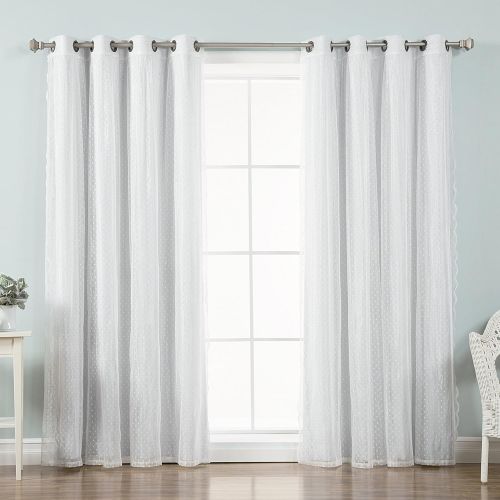  Best Home Fashion Mix & Match Dotted Tulle Lace & Solid Blackout Curtain Set  Antique Bronze Grommet Top  Lilac  52 W x 84 L  (2 Curtains and 2 Sheer Curtains)