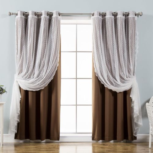  Best Home Fashion Mix & Match Dotted Tulle Lace & Solid Blackout Curtain Set  Antique Bronze Grommet Top  Lilac  52 W x 84 L  (2 Curtains and 2 Sheer Curtains)