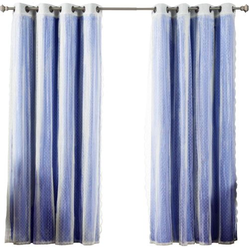  Best Home Fashion Mix & Match Dotted Tulle Lace & Solid Blackout Curtain Set  Antique Bronze Grommet Top  Lilac  52 W x 84 L  (2 Curtains and 2 Sheer Curtains)