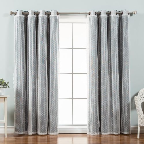  Best Home Fashion Mix & Match Dotted Tulle Lace & Solid Blackout Curtain Set  Antique Bronze Grommet Top  Lilac  52 W x 84 L  (2 Curtains and 2 Sheer Curtains)