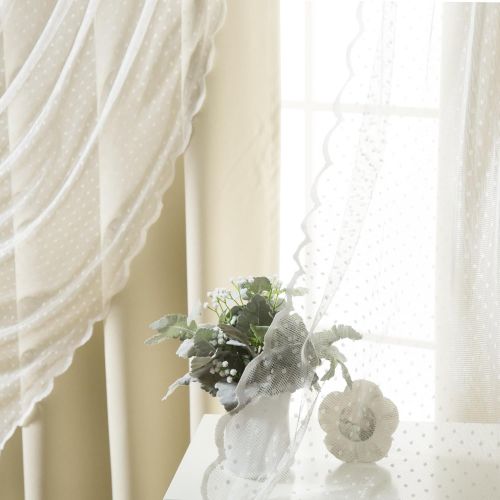  Best Home Fashion Mix & Match Dotted Tulle Lace & Solid Blackout Curtain Set  Antique Bronze Grommet Top  Lilac  52 W x 84 L  (2 Curtains and 2 Sheer Curtains)