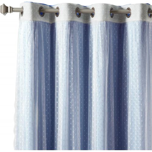  Best Home Fashion Mix & Match Dotted Tulle Lace & Solid Blackout Curtain Set  Antique Bronze Grommet Top  Lilac  52 W x 84 L  (2 Curtains and 2 Sheer Curtains)