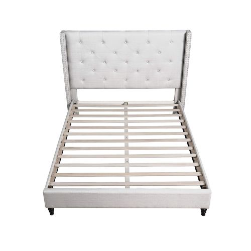 Best Master Furniture YY129 Vero Tufted Wingback Platform Bed, King Beige