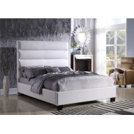Best Master Furniture 102 Laney Simple Faux Leather Platform Bed, Queen White