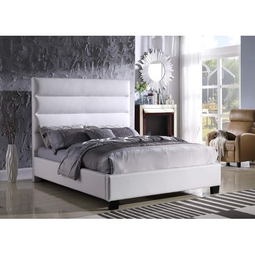  Best Master Furniture 102 Laney Simple Faux Leather Platform Bed, King White